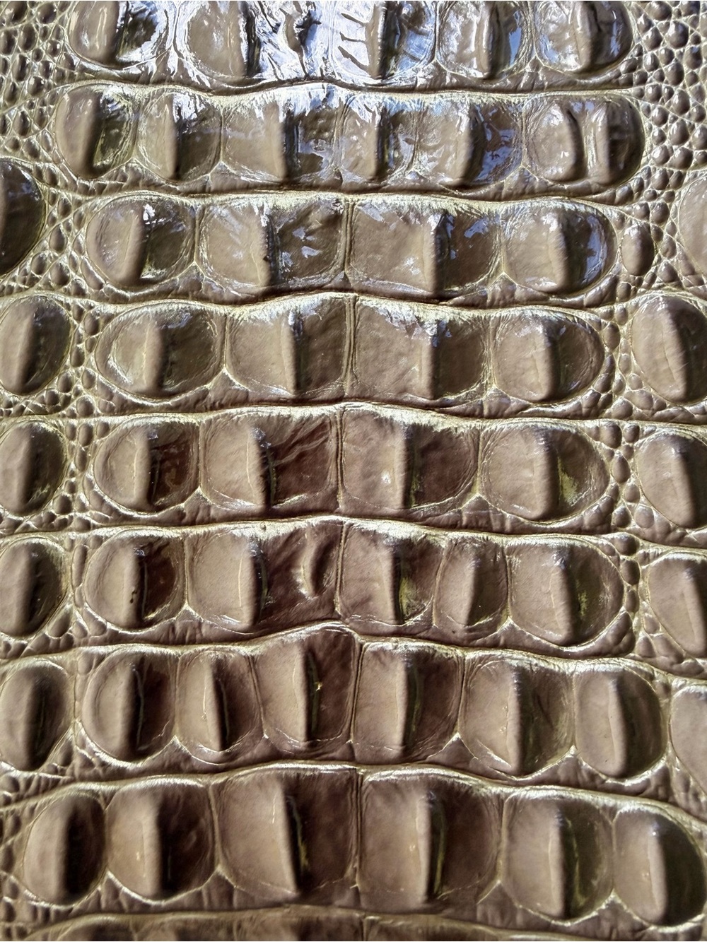 Brahmin Croc Embossed Leather Clutch Bronze Metallic Gray Tan Taupe EUC - Picture 6 of 10